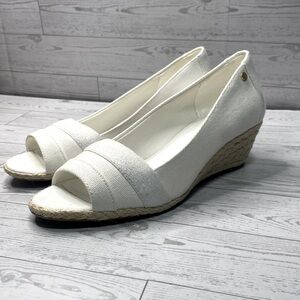 Aubrey Lynn Espadrilles Wedge White Canvas Shoe Women size 7